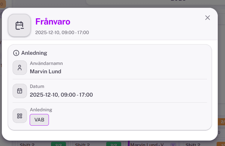 Detaljvy – Frånvaro