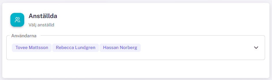 Välj anställda – flera användare markerade