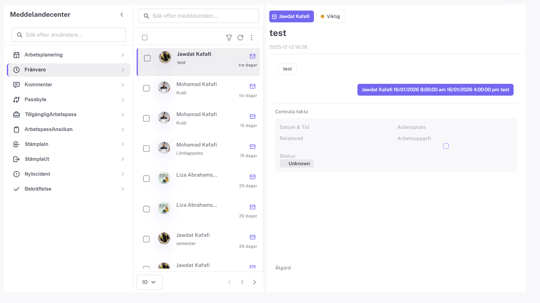 Meddelandecenter – översikt